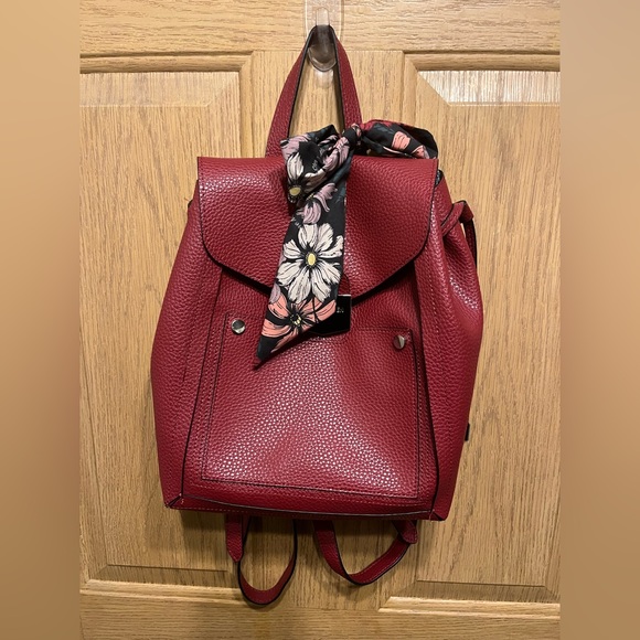 Steve Madden Handbags - Steve Madden Red Vegan Leather Backpack/Purse with Silver Lining Approx 12” tall